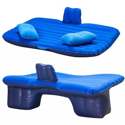 Portable Inflatable Flocking Car Air Mattress Cushion Bed Outdoor Travel Multifunction Auto Car Inflatable Air Mattress Bed